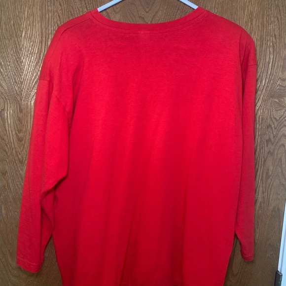 Vintage Vogue Red Cotton Long Sleeve Shirt Stamped Logo One Size Fits All - Picture 8 of 8